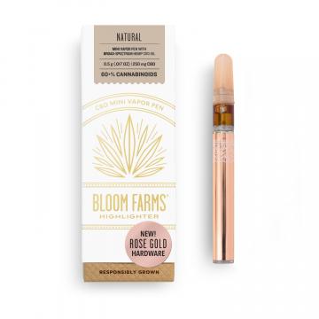 Bloom Farms Natural CBD Mini Vapor Pen and Box - Rose Gold